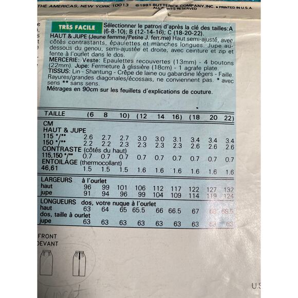 Butterick Sewing pattern 5887 suit blazer skirt sz 12 14 16 - Picture 5 of 6